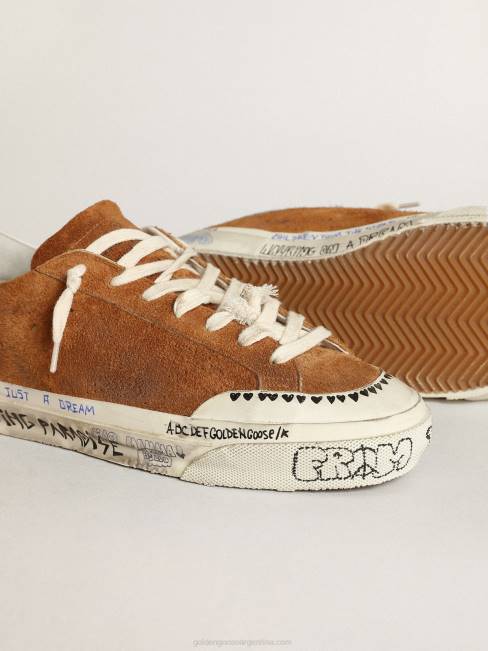 Golden Goose hombres super-star penstar ltd de ante con estrella perforada 6846606