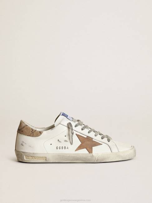 Golden Goose hombres superestrella con estrella de ante color tabaco y refuerzo del talón beige 6846682