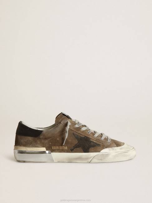 Golden Goose hombres superestrella de ante verde militar con estrella serigrafiada 6846685