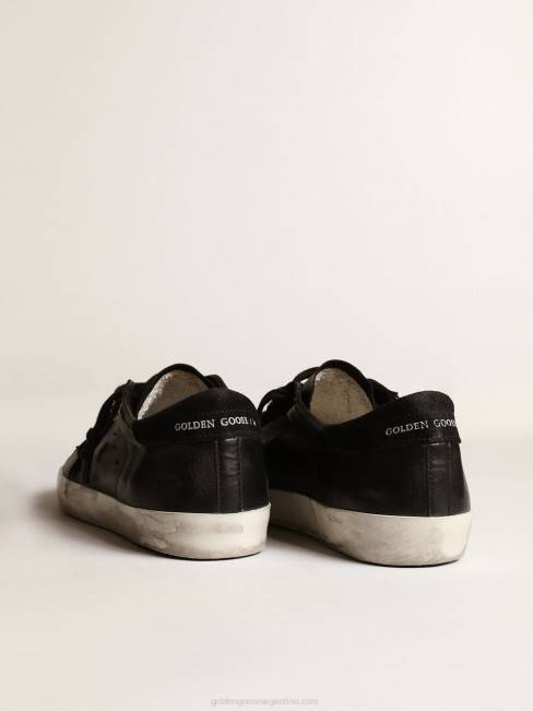 Golden Goose hombres superestrella de napa negra con estrella de ante negro y refuerzo del talón 6846658