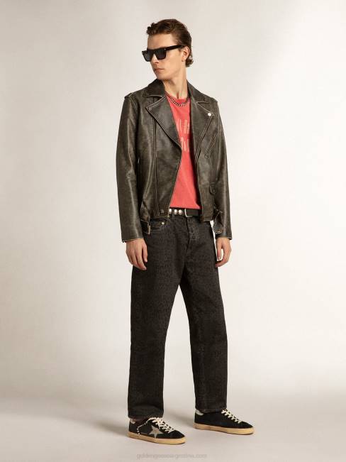 Golden Goose hombres superestrella de piel y ante negro con tachuelas plateadas 6846628