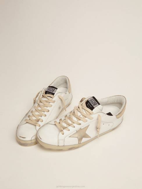 Golden Goose hombres zapatillas deportivas Super-Star con foxing dorado brillante y letras con tachuelas de metal 6846623