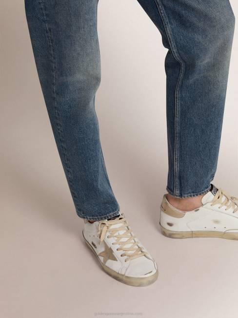 Golden Goose hombres zapatillas deportivas Super-Star con foxing dorado brillante y letras con tachuelas de metal 6846623