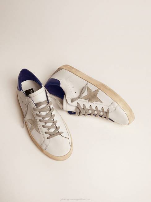 Golden Goose hombres zapatillas super-star con estrella de ante y refuerzo azul en el talón 6846502