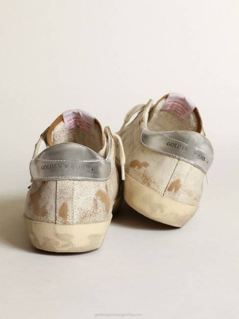 Golden Goose hombres zapatillas super-star con estrella de piel azul claro ahumado y refuerzo del talón de piel plateada metalizada 6846522