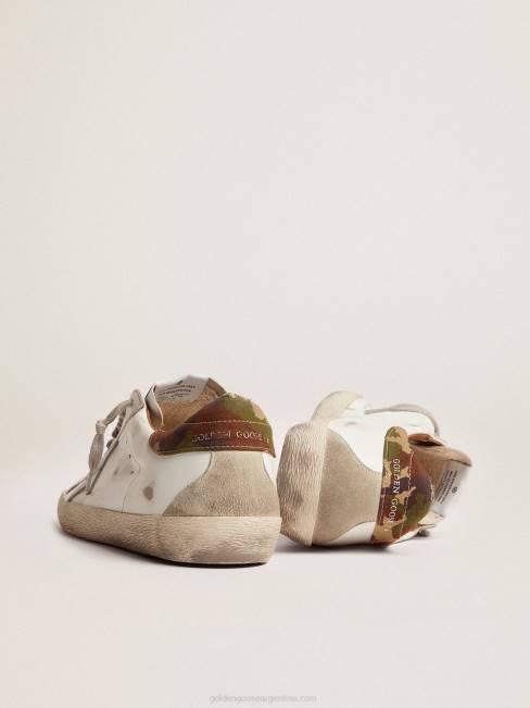 Golden Goose hombres zapatillas super-star con estrella de piel metalizada azul petróleo y refuerzo del talón de tejido ripstop de camuflaje 6846676