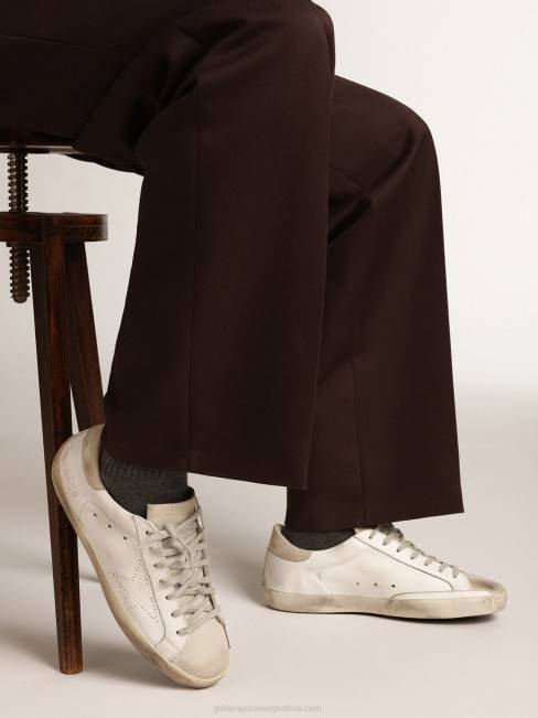 Golden Goose hombres zapatillas super-star con estrella perforada y refuerzo del talón de nobuk gris hielo 6846512