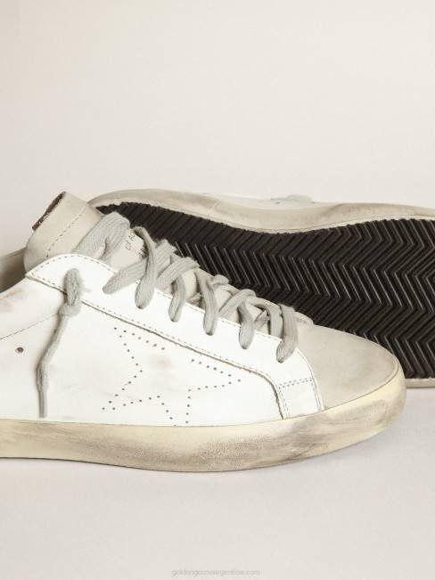 Golden Goose hombres zapatillas super-star con estrella perforada y refuerzo del talón de nobuk gris hielo 6846512