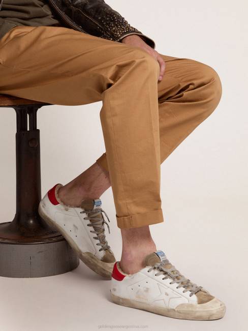 Golden Goose hombres zapatillas super-star con refuerzo de cuero rojo en el talón y forro de borrego 6846591