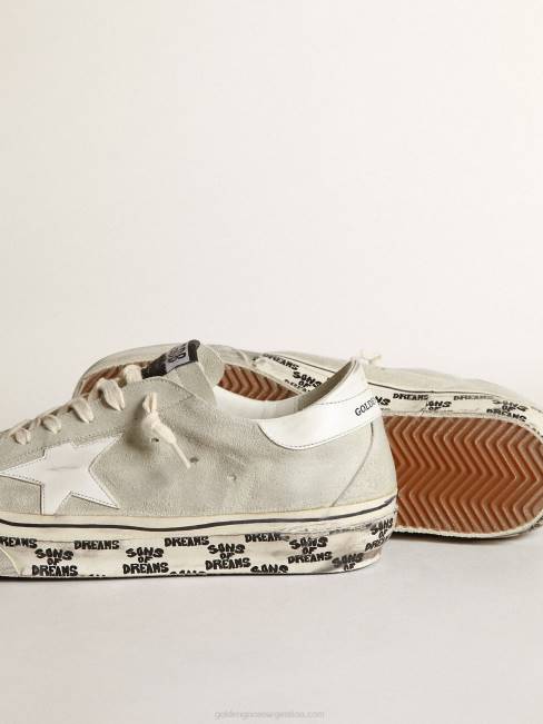 Golden Goose hombres zapatillas super-star de ante gris hielo con estrella de piel blanca y refuerzo en el talón 6846533