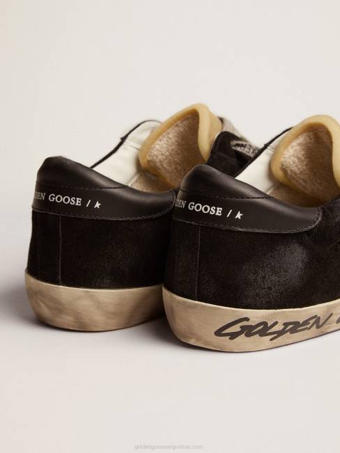 Golden Goose hombres zapatillas super-star de ante negro con estrella de piel laminada plateada 6846574