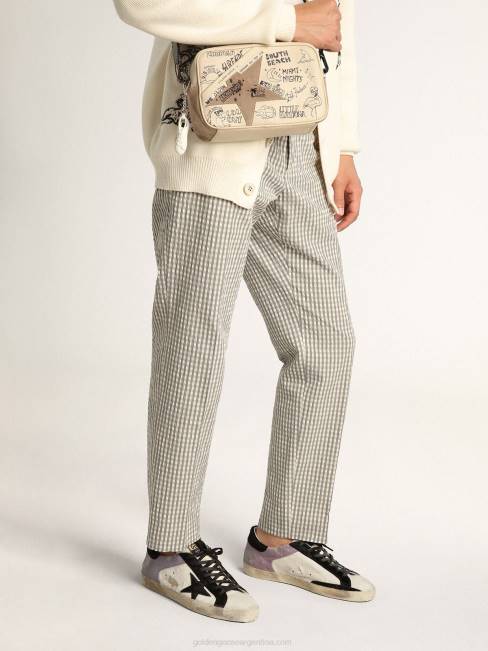 Golden Goose hombres zapatillas super-star de piel de potro blanca y lila con inserciones de piel de potro negra 6846556