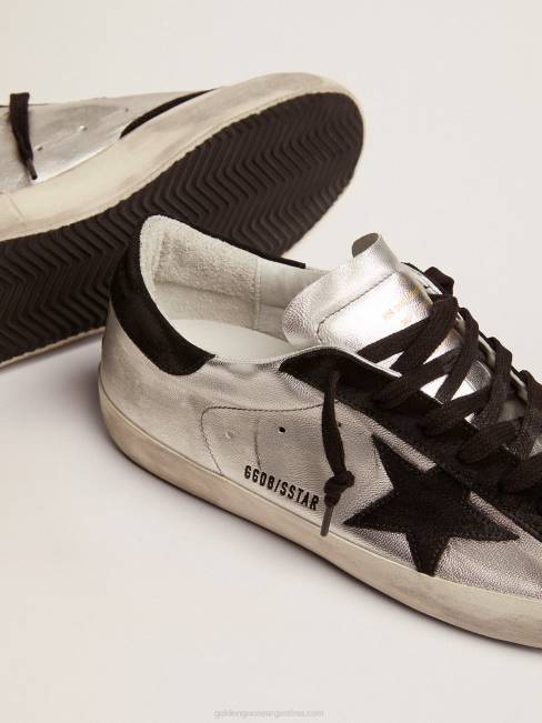 Golden Goose hombres zapatillas super-star de piel plateada con inserciones en contraste 6846624