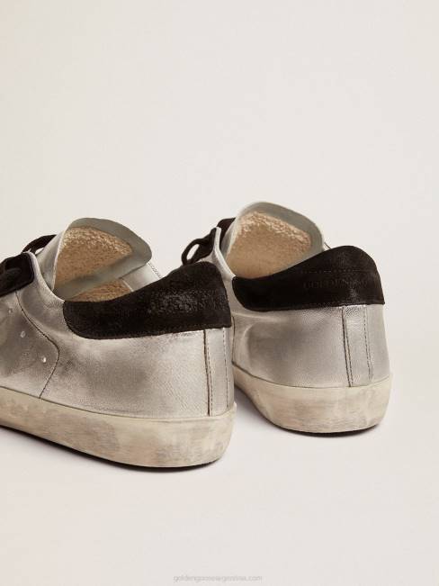 Golden Goose hombres zapatillas super-star de piel plateada con inserciones en contraste 6846624