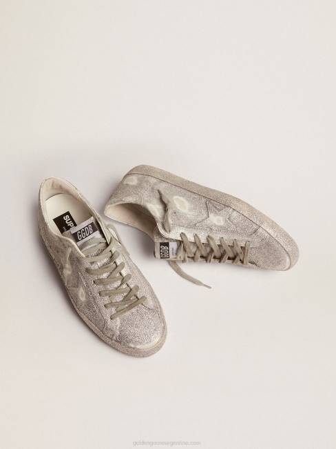 Golden Goose hombres zapatillas super-star de piel plateada con polvo de purpurina por toda la superficie 6846571
