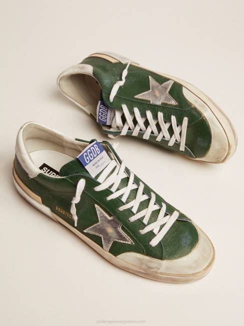 Golden Goose hombres zapatillas super-star de piel verde y multi-foxing 6846580