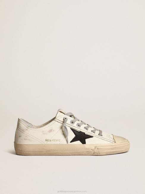 Golden Goose hombres Zapatillas deportivas v-star de napa color hueso con estrella de nubuck negro 6846668