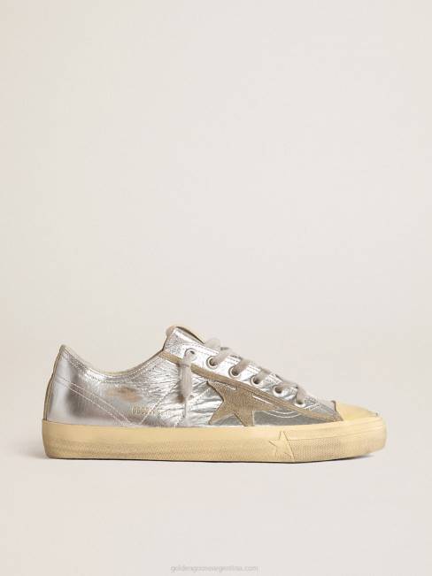 Golden Goose hombres Zapatillas deportivas v-star ltd de piel plateada metalizada con estrella de ante gris hielo 6846637