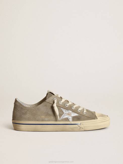 Golden Goose hombres v-star con parte superior de ante y estrella plateada 6846681