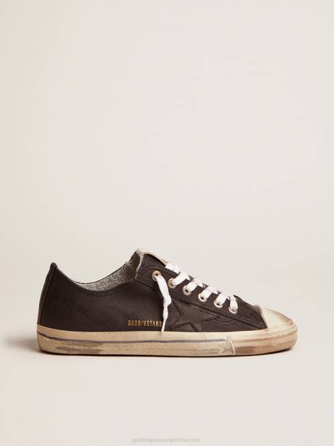Golden Goose hombres v-star en cuero negro con una estrella de cuero negro 6846655