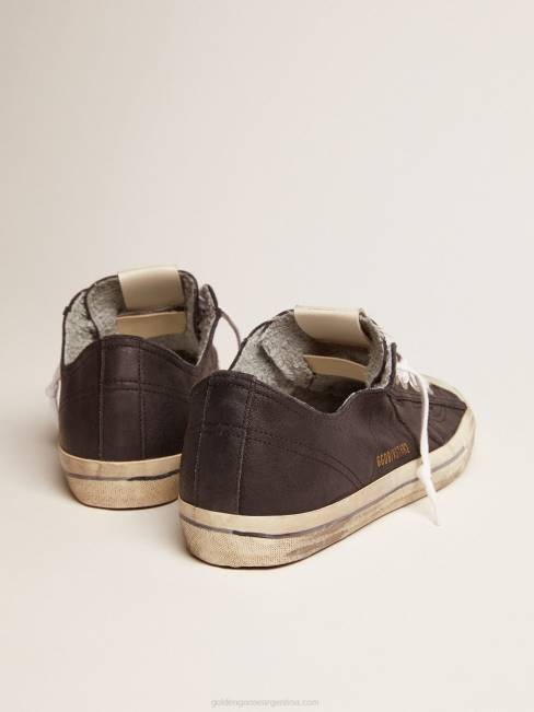 Golden Goose hombres v-star en cuero negro con una estrella de cuero negro 6846655