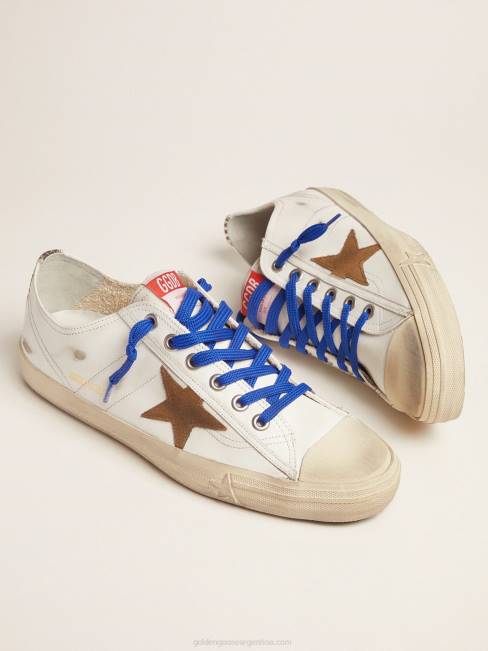Golden Goose hombres zapatillas v-star ltd con tira vertical con estampado de serpiente y cordones azules 6846578
