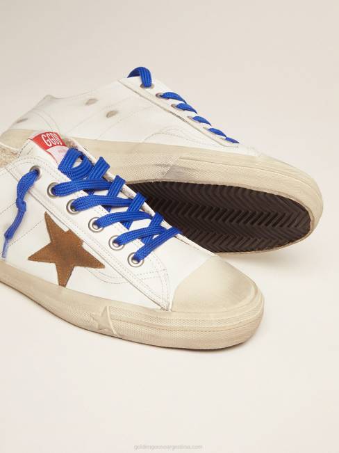 Golden Goose hombres zapatillas v-star ltd con tira vertical con estampado de serpiente y cordones azules 6846578