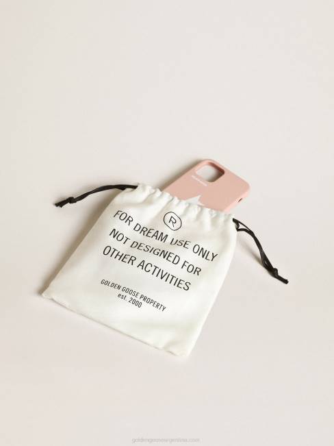 Golden Goose mujer funda rosa pálido para iphone 12 y 12 pro con logo blanco en contraste y cordones con logo 6846304