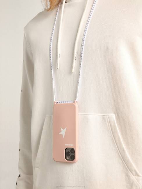 Golden Goose mujer funda rosa pálido para iphone 12 y 12 pro con logo blanco en contraste y cordones con logo 6846304