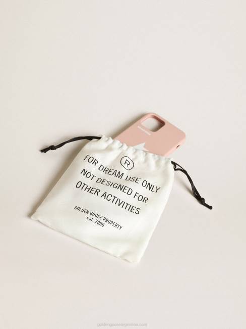 Golden Goose mujer funda rosa pálido para iphone 12 y 12 pro max con logo blanco en contraste y cordones con logo 6846313