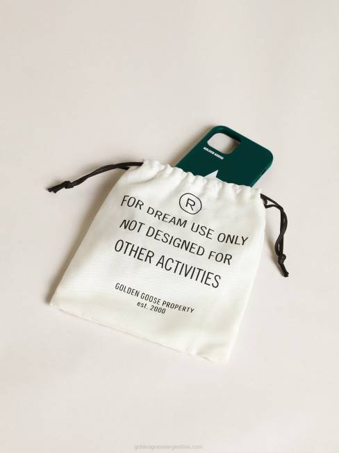 Golden Goose mujer funda verde para iphone 12 y 12 pro con logo blanco en contraste y cordones con logo 6846310