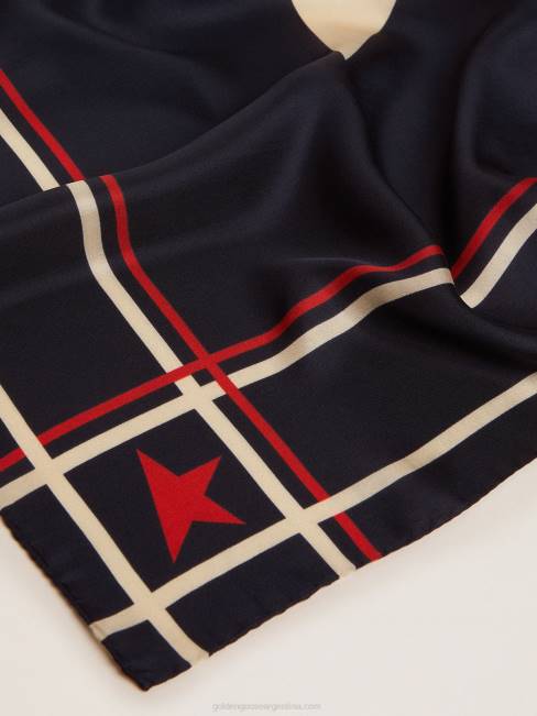 Golden Goose mujer Pañuelo de la colección azul noche con estrellas y rayas en contraste 6846318