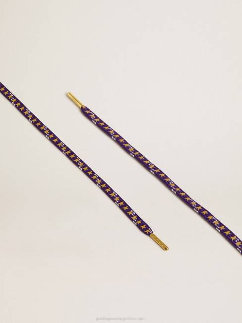 Golden Goose mujer cordones morados con adornos y estrellas doradas en contraste 6846415