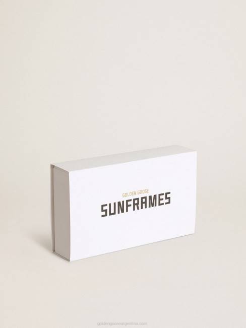 Golden Goose mujer sunframe estilo cameron panthos con marco blanco tachuelas doradas y detalles dorados 6846331