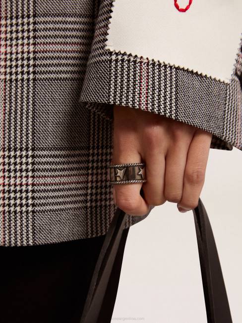 Golden Goose mujer Anillo de banda de la colección Timeless Jewelmates en color plata envejecida. 6846322