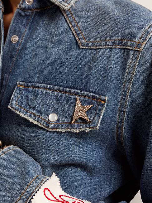 Golden Goose mujer broche estrella colección jewelmates en color oro viejo con cristales decorativos 6846402