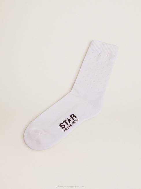 Golden Goose mujer calcetines blancos con logo y estrellas 3d en contraste 6846337