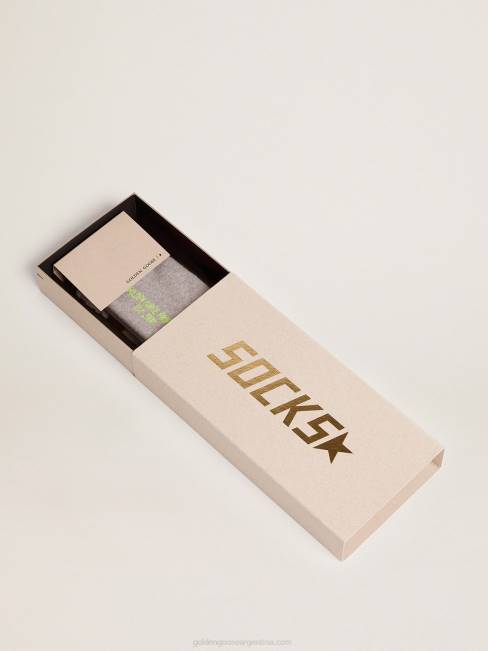 Golden Goose mujer calcetines gris melange con detalles desgastados y rayas bicolores 6846346