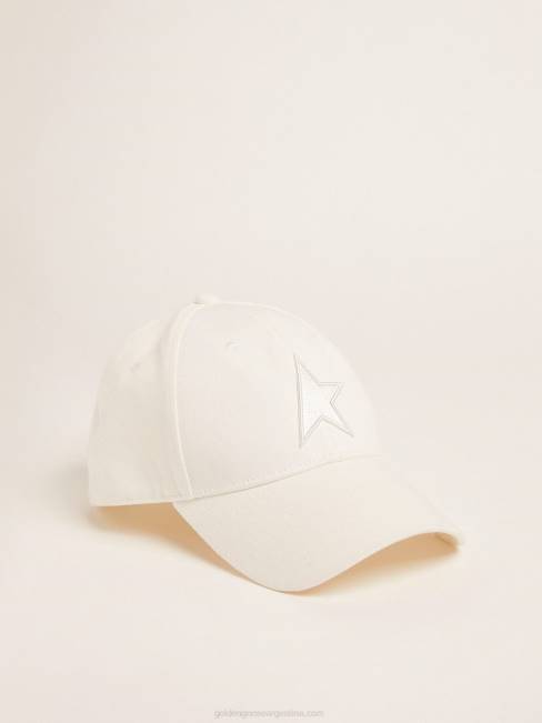 Golden Goose mujer gorra de béisbol papiro blanco con estrella 6846379