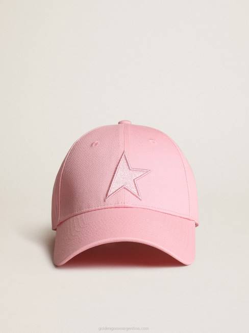 Golden Goose mujer gorra rosa colección demos star con estrella tono sobre tono 6846410