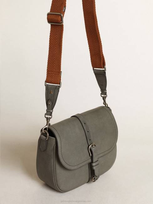 Golden Goose mujer bolso sally mediano de piel gris piedra con hebilla y bandolera en contraste 6846450