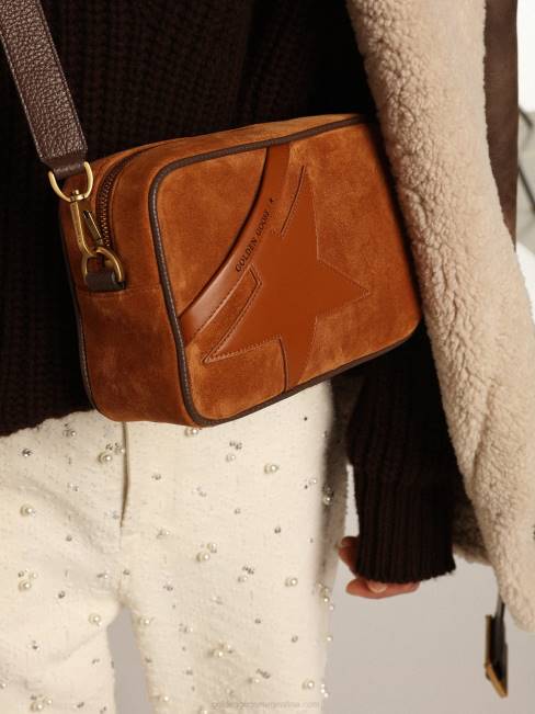 Golden Goose mujer Bolso estrella de ante color tabaco con estrella de piel tono sobre tono 6846486