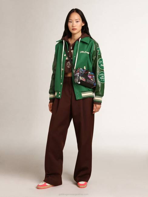 Golden Goose mujer Bolso estrella de piel martillada negra con estrella de piel negra y estampado all over multicolor 6846448