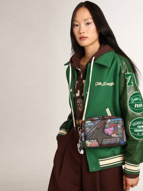 Golden Goose mujer Bolso estrella de piel martillada negra con estrella de piel negra y estampado all over multicolor 6846448