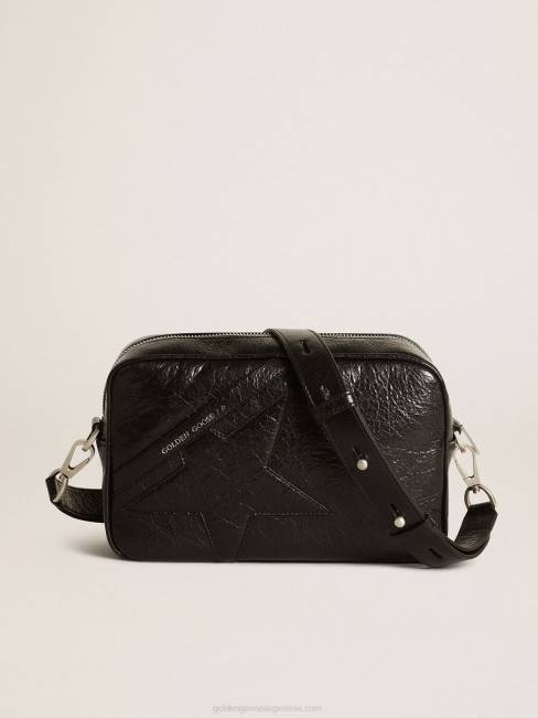 Golden Goose mujer Bolso estrella de piel negra brillante con estrella tono sobre tono 6846488