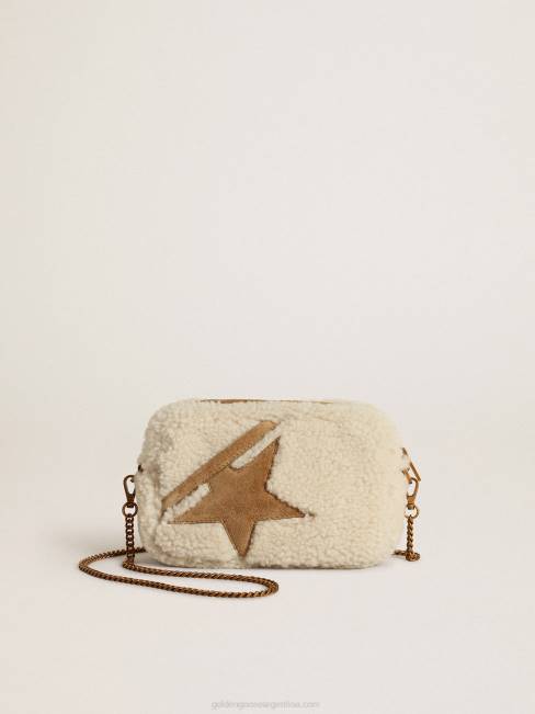 Golden Goose mujer bolso mini estrella de borrego beige con estrella de ante 6846455
