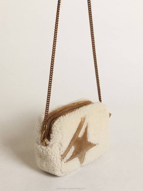 Golden Goose mujer bolso mini estrella de borrego beige con estrella de ante 6846455