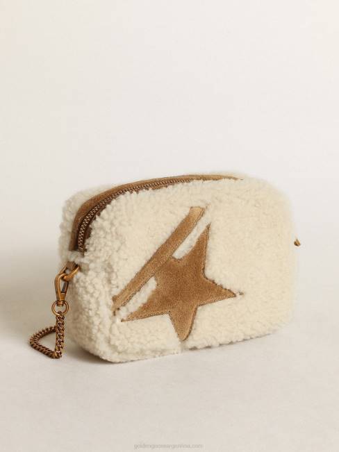 Golden Goose mujer bolso mini estrella de borrego beige con estrella de ante 6846455