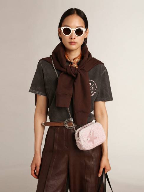 Golden Goose mujer bolso mini estrella de borrego rosa con estrella de ante 6846447