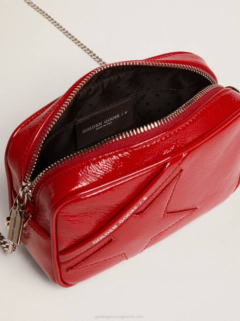 Golden Goose mujer bolso mini estrella de charol rojo con estrella tono sobre tono 6846470